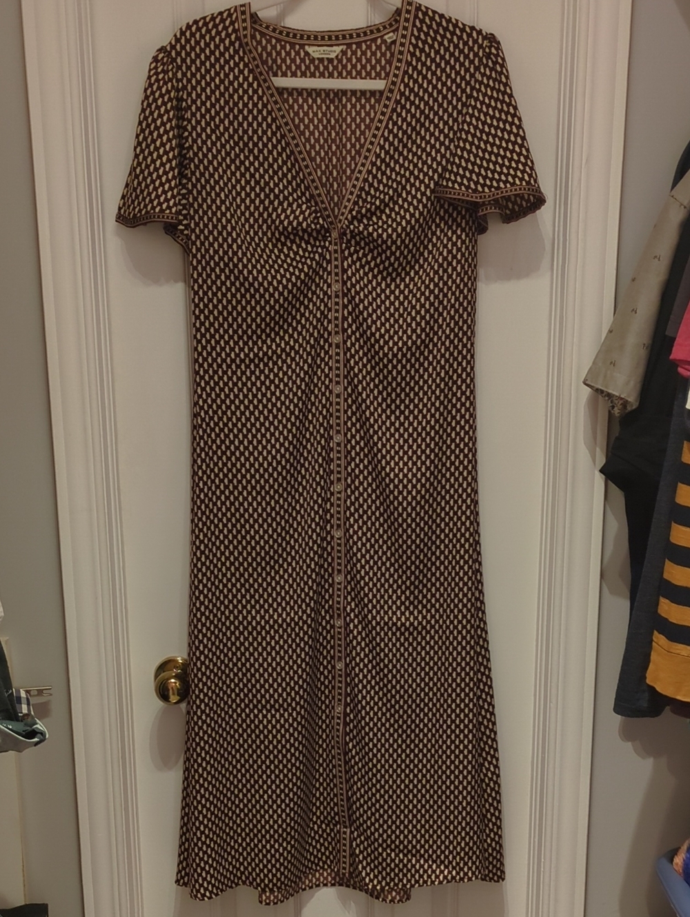Max Studio V-Neck, Button Down Midi Dress